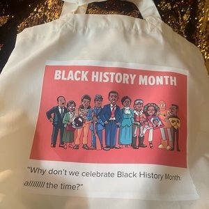 Cream Colored Medium Size Tote. Black Black History Month Inspired purse, bag.